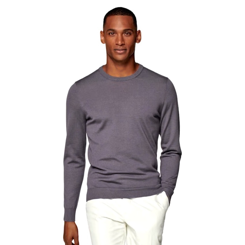 Suitsupply Purple Merino Crewneck - Sz L
